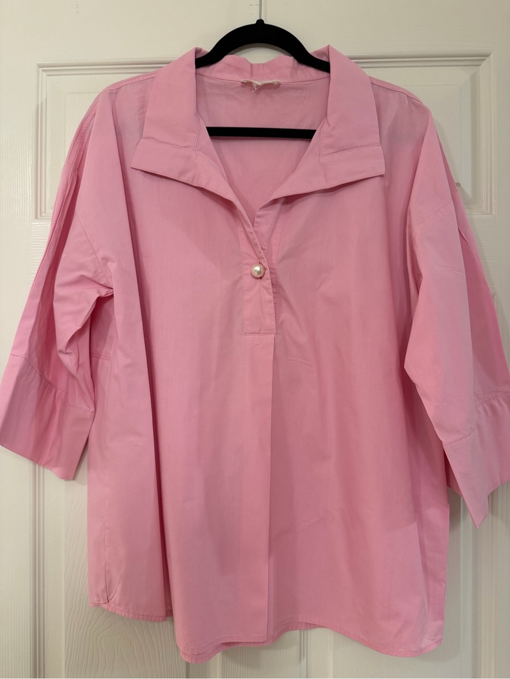 entro Pink Pearl-Button Popover Tunic - Picture 1 of 5